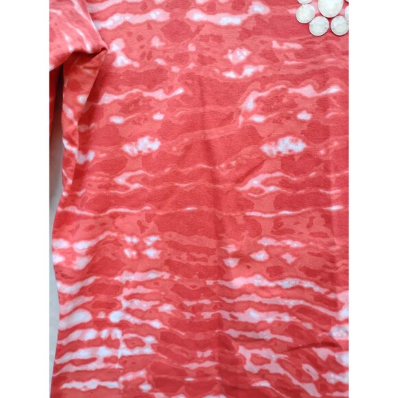 Ruby Rd Tie Die Top Beaded 3/4 Sleeve SZ Large Orange Cotton Stretch Rounded Hem - Picture 6 of 8